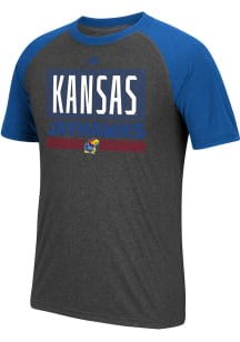 Adidas Kansas Jayhawks Grey Linear Stack Short Sleeve T Shirt