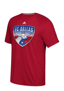 Adidas FC Dallas Red screen print Short Sleeve T Shirt