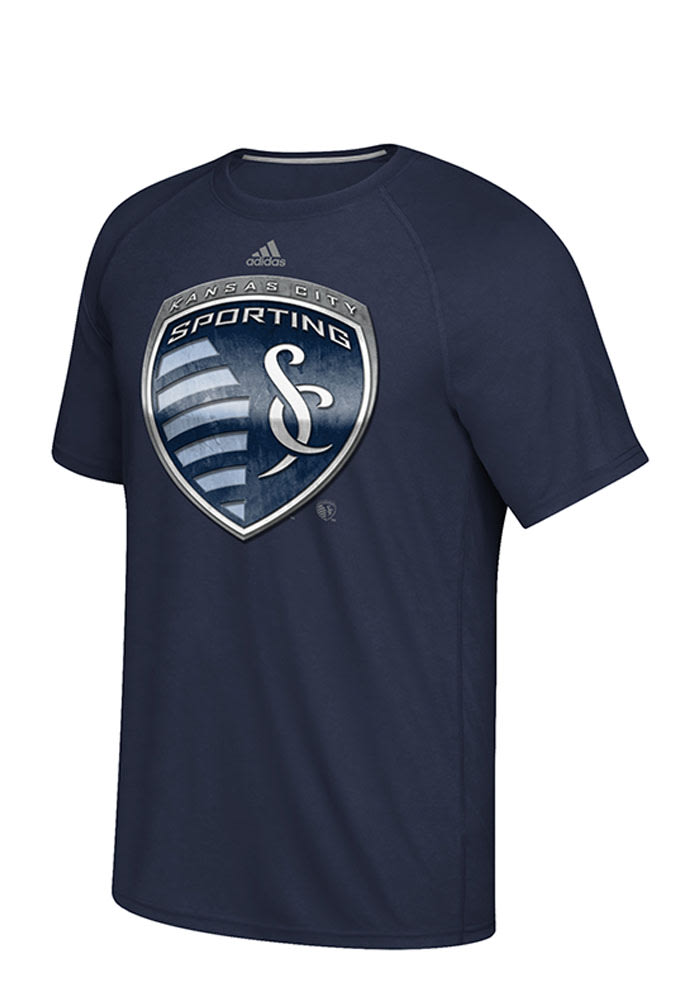 Adidas Sporting Kansas City Navy Blue screen print Short Sleeve T Shirt