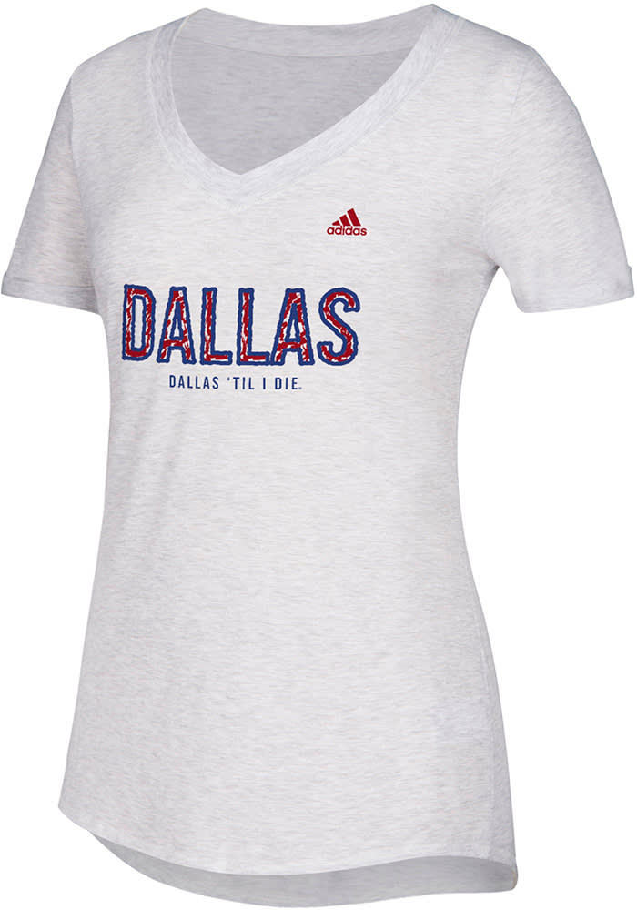 Adidas FC Dallas Womens White Over Inked V-Neck T-Shirt