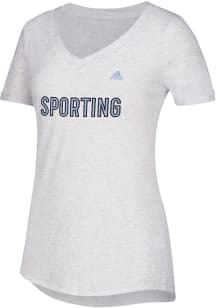 Adidas Sporting Kansas City Womens White Over Inked V-Neck T-Shirt