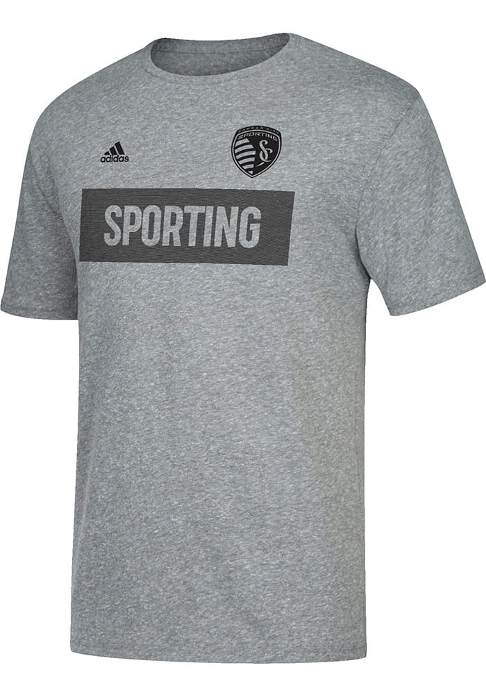 Adidas Sporting Kansas City Grey Bar None Short Sleeve Fashion T Shirt