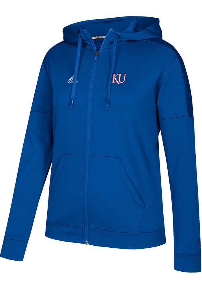Adidas Kansas Jayhawks Womens Blue Team Issue Zip Long Sleeve Full Zip Jacket