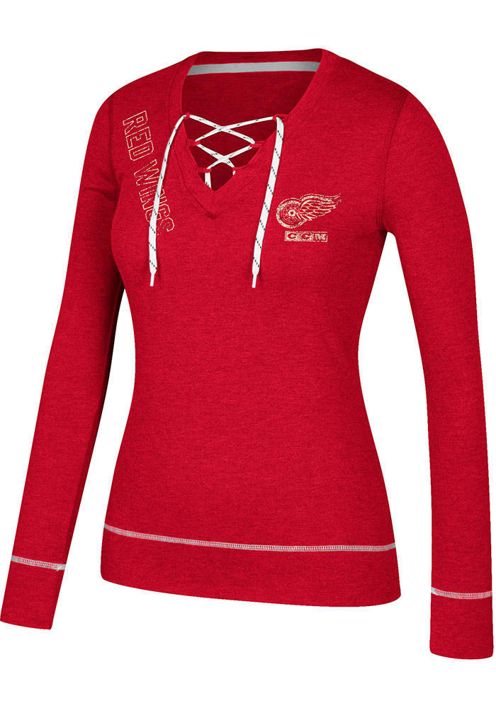 Adidas Detroit Red Wings Womens Red CCM Well Matched Long Sleeve T-Shirt