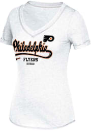 Adidas Philadelphia Flyers Womens White CCM Skatelace Sweep V-Neck T-Shirt