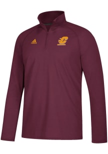 Adidas Central Michigan Chippewas Mens Maroon Sideline Definition Long Sleeve Qtr Zip Pullover