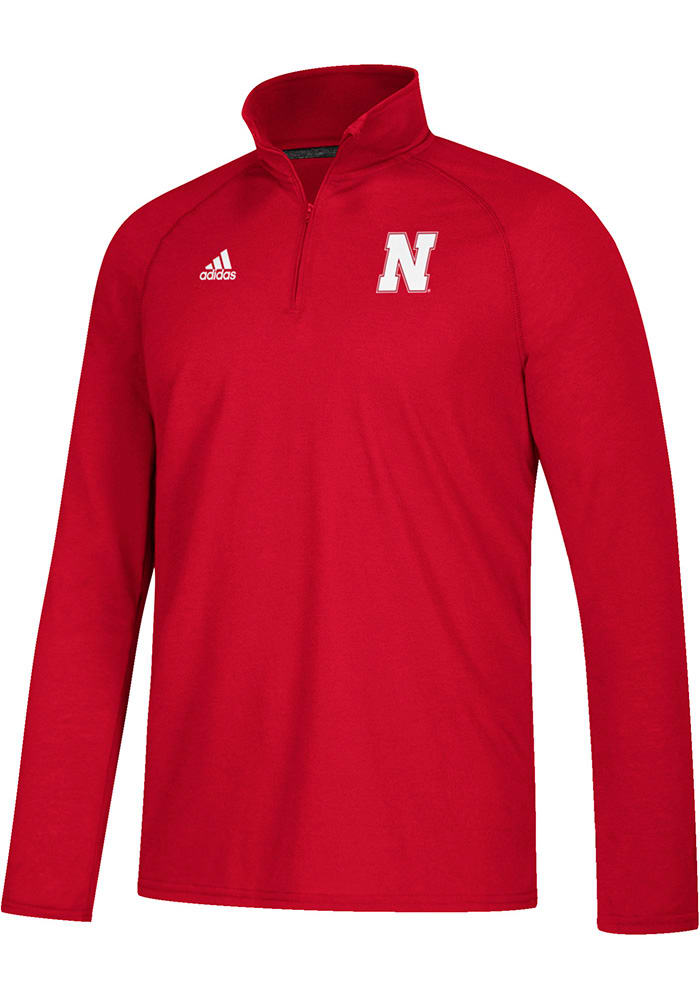 Adidas Nebraska Cornhuskers Mens Red Sideline Definition Long Sleeve 1/4 Zip Pullover