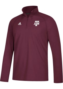 Adidas Texas A&amp;M Aggies Mens Maroon Sideline Definition Long Sleeve 1/4 Zip Pullover