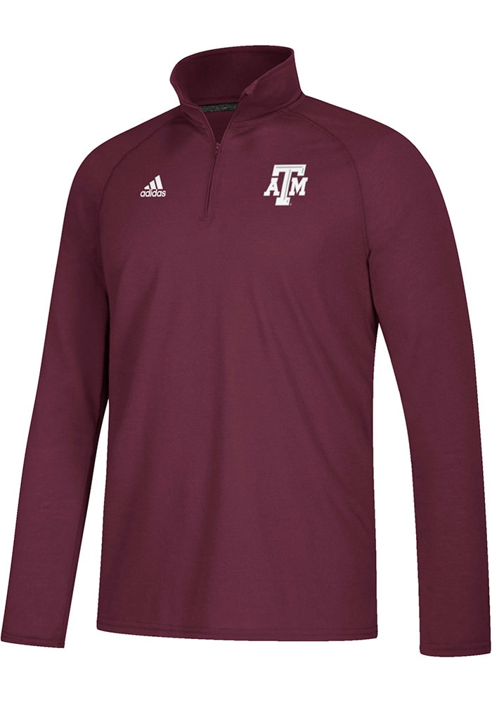 Adidas Texas A&M Aggies Mens Maroon Sideline Definition Long Sleeve 1/4 Zip Pullover