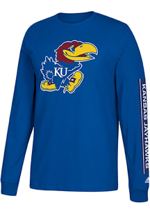 Adidas Kansas Jayhawks Blue Left Text Long Sleeve T Shirt