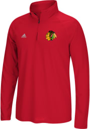 Adidas Chicago Blackhawks Mens Red Ultimate Long Sleeve 1/4 Zip Pullover