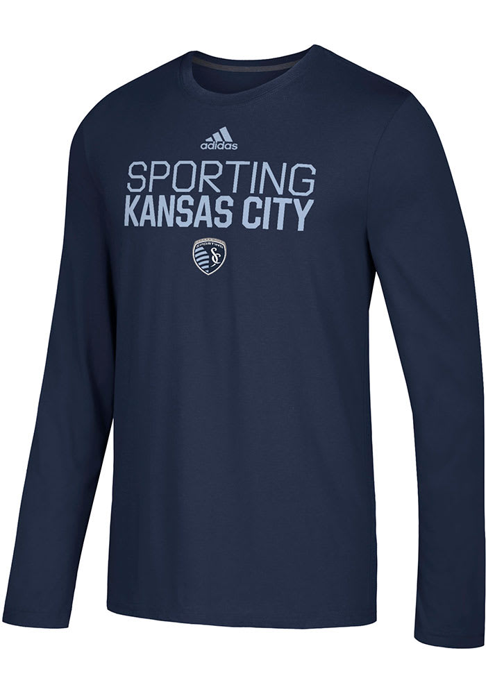 Adidas Sporting Kansas City Navy Blue Locker Stacked Long Sleeve T-Shirt