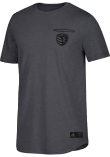 Adidas Sporting Kansas City Grey LC Logo Short Sleeve Fashion T Shirt