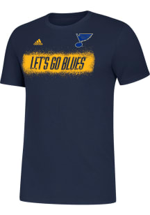 Adidas St Louis Blues Navy Blue Spray It On Short Sleeve T Shirt