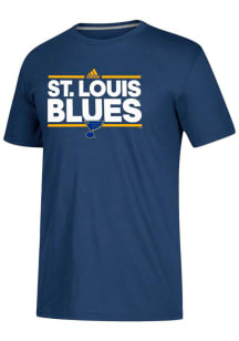 Adidas St Louis Blues Navy Blue Block Name Short Sleeve T Shirt