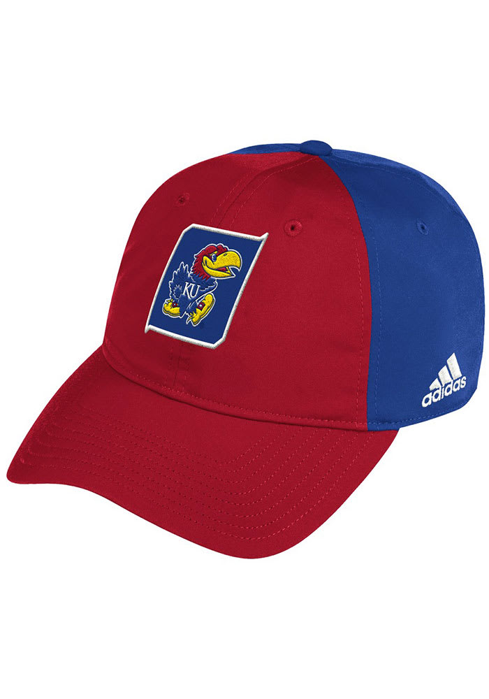 Adidas Kansas Jayhawks 2020 Sideline 2T Patch Slouch Adjustable Hat - Red