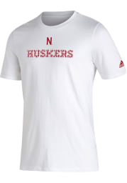 Adidas Nebraska Cornhuskers White Amplifier Short Sleeve T Shirt