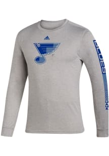 Adidas St Louis Blues Grey Closing The Gap Long Sleeve T-Shirt
