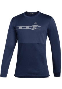 Adidas St Louis Blues Mens Navy Blue Reflective Line Long Sleeve Sweatshirt