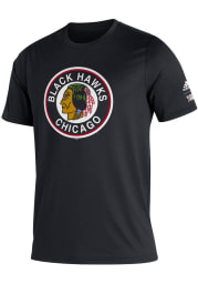 Adidas Chicago Blackhawks Black Reverse Retro Short Sleeve T Shirt
