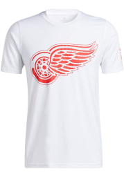 Adidas Detroit Red Wings White Reverse Retro Short Sleeve T Shirt