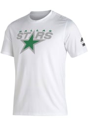 Adidas Dallas Stars White Reverse Retro Short Sleeve T Shirt