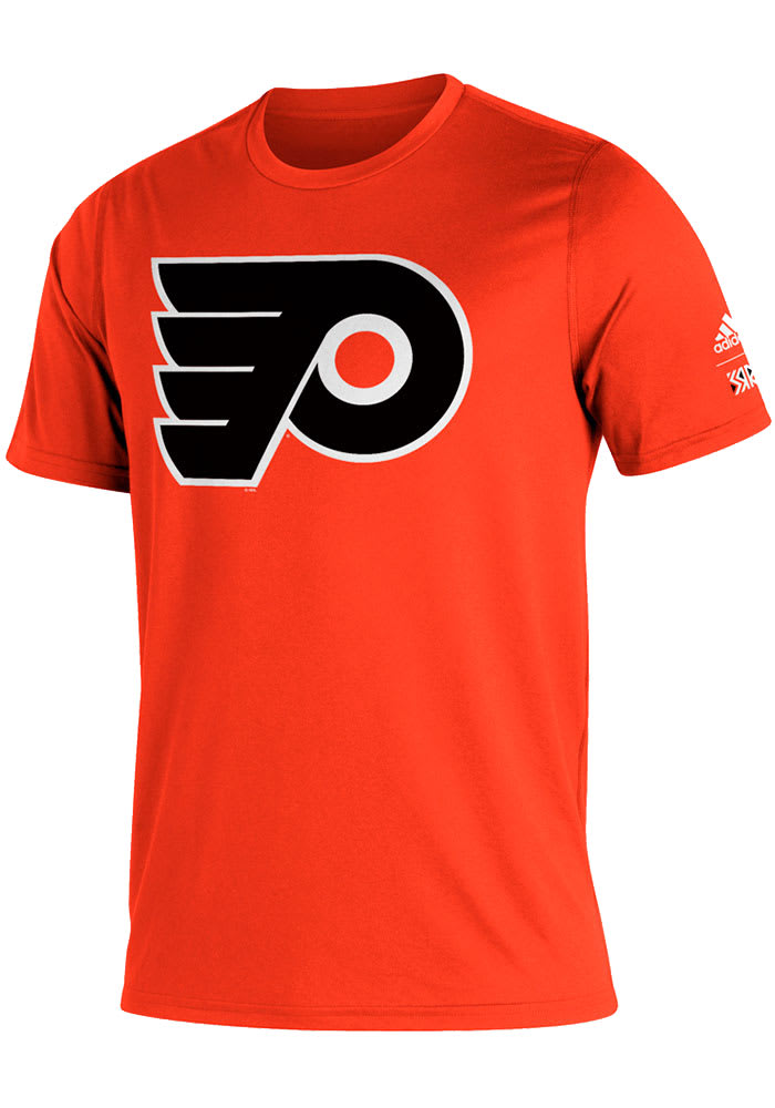 Adidas Philadelphia Flyers Orange Reverse Retro Short Sleeve T Shirt