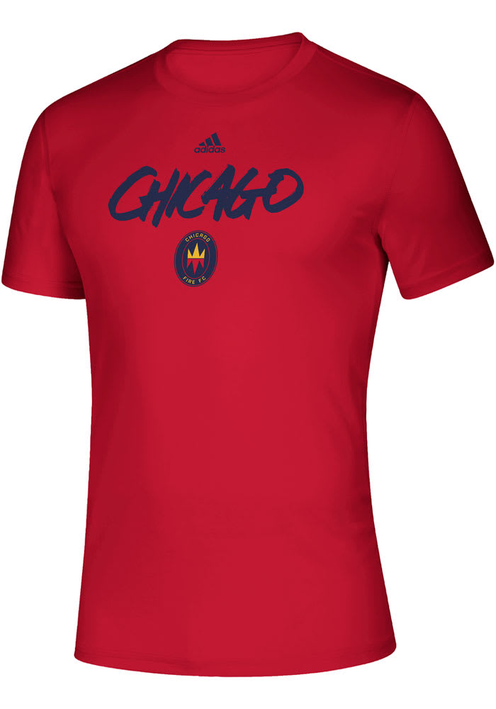 Adidas Chicago Fire Red Wordmark Goals Short Sleeve T Shirt