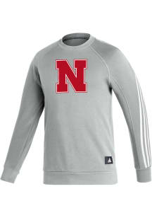 Adidas Nebraska Cornhuskers Mens Grey Brand Icons Long Sleeve Crew Sweatshirt