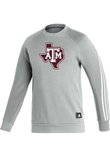 Adidas Texas A&amp;M Aggies Mens Grey Brand Icons Long Sleeve Crew Sweatshirt