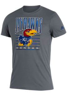 Adidas Kansas Jayhawks Grey Highend Deadstock Blended Short Sleeve Fashion T Shirt