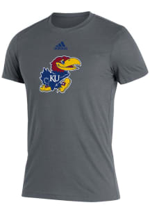 Adidas Kansas Jayhawks Grey Locker Logo Blend Short Sleeve Fashion T Shirt