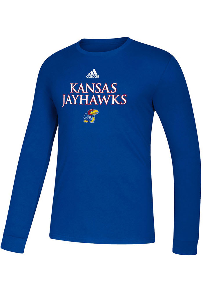 Adidas Kansas Jayhawks Blue Locker Room Wordmark Long Sleeve T Shirt