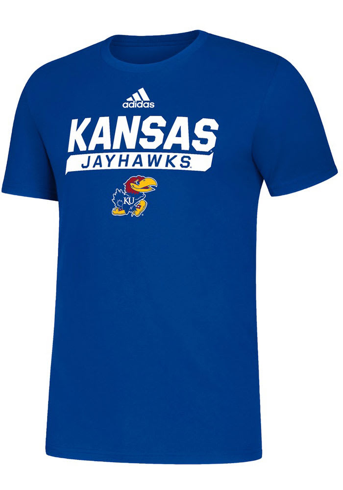Adidas Kansas Jayhawks Blue Locker Tail Sweep Short Sleeve T Shirt