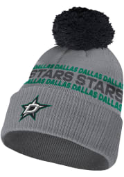Adidas Dallas Stars Grey Crown Name Cuff Pom Mens Knit Hat