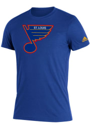 Adidas St Louis Blues Blue Basics Heritage Short Sleeve Fashion T Shirt