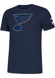 Adidas St Louis Blues Navy Blue String Theory Short Sleeve T Shirt