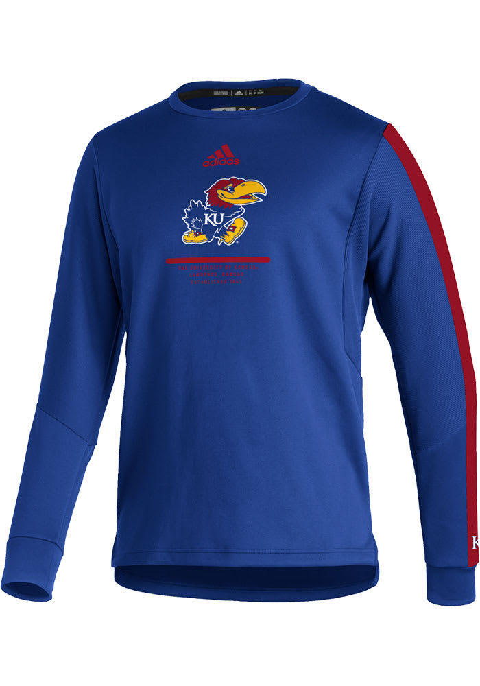 Adidas Kansas Jayhawks Mens Blue Sideline Long Sleeve Sweatshirt