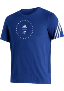 Adidas Kansas Jayhawks Blue Three Stripe Short Sleeve Fashion T Shirt