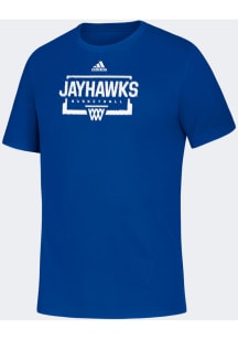 Adidas Kansas Jayhawks Youth Blue Basketball Net Short Sleeve T-Shirt