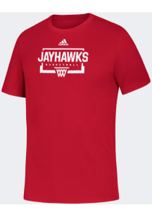Adidas Kansas Jayhawks Youth Red Basketball Net Short Sleeve T-Shirt