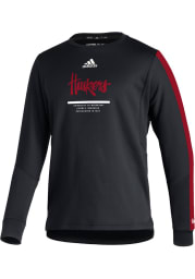 Adidas Nebraska Cornhuskers Mens Black Sideline Long Sleeve Sweatshirt