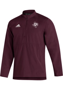 Adidas Texas A&amp;M Aggies Mens Maroon Sideline Woven Long Sleeve 1/4 Zip Pullover