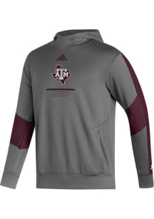 Adidas Texas A&amp;M Aggies Mens Charcoal Sideline Pullover Hood