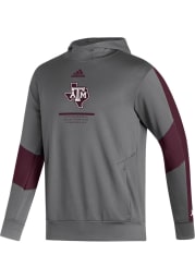 Adidas Texas A&M Aggies Mens Charcoal Sideline Pullover Hood