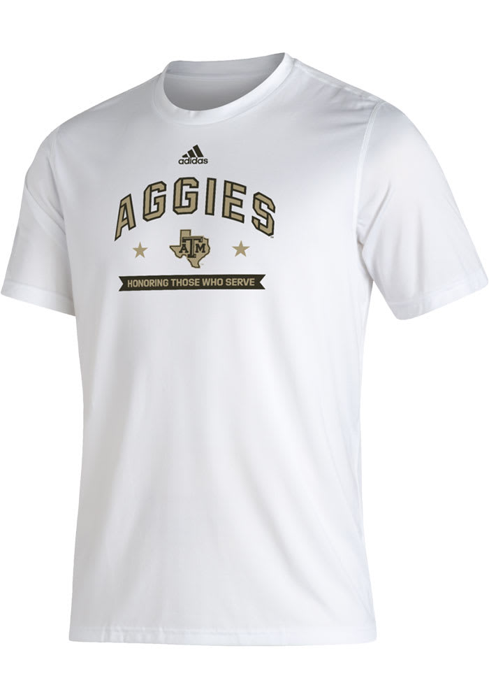 Adidas Texas A&M Aggies White Salute To Service Short Sleeve T Shirt