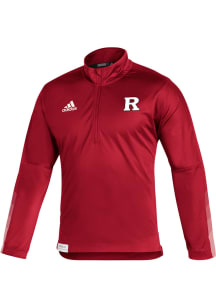 Mens Rutgers Scarlet Knights Red Adidas Sideline Knit Qtr Zip Pullover