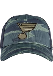 Adidas St Louis Blues Mens Green Salute to Service Structured Flex Hat