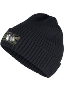 Adidas Chicago Blackhawks Black Salute to Service Cuff Mens Knit Hat