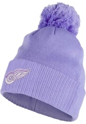 Adidas Detroit Red Wings Purple Hockey Fights Cancer Cuff Pom Mens Knit Hat
